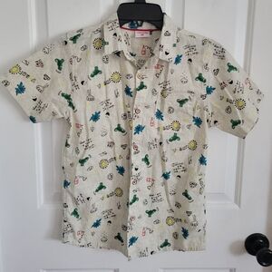 Cool Kids Boys  Short Sleeve Collared Button Shirt Dinosaurs & Scribble Print 12